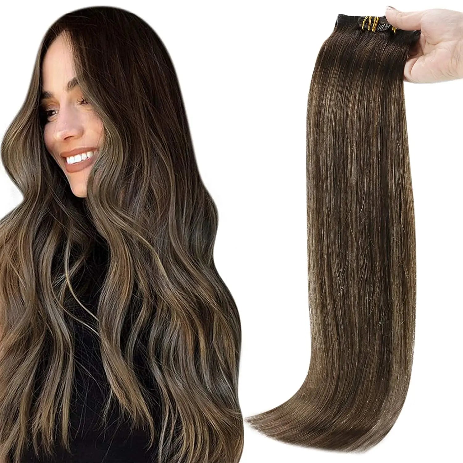 Full Shine Blonde Seamless Clip in Human Hair Extensions