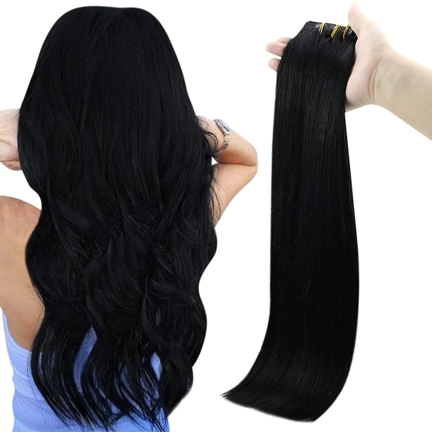Full Shine Blonde Seamless Clip in Human Hair Extensions