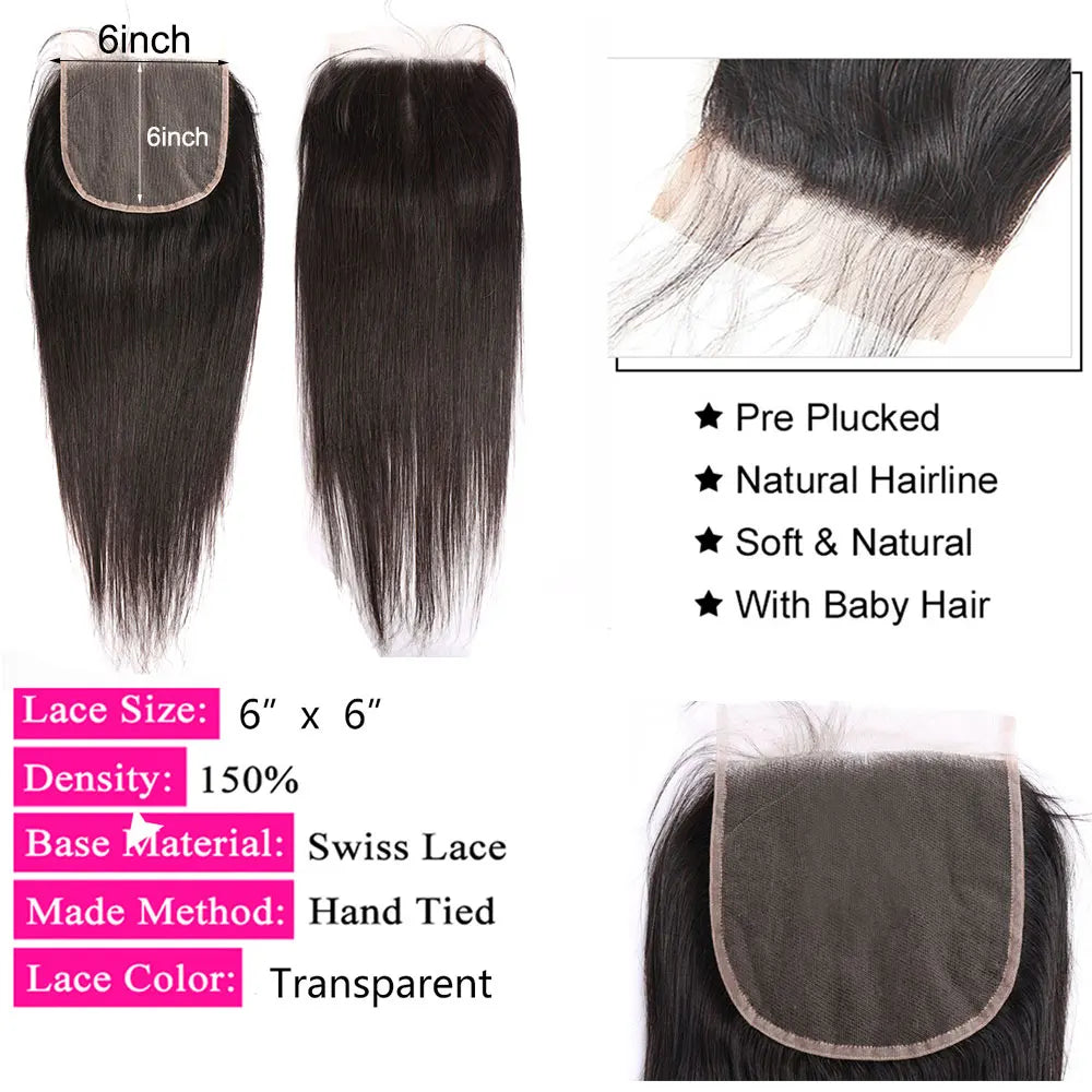 man Hair Ear to Ear Frontal ExtensionsStraight 4x4 5x5 6x6 Lace Closure Human Hair Transparent HD 13x4 13x6 Lace Frontal Hu