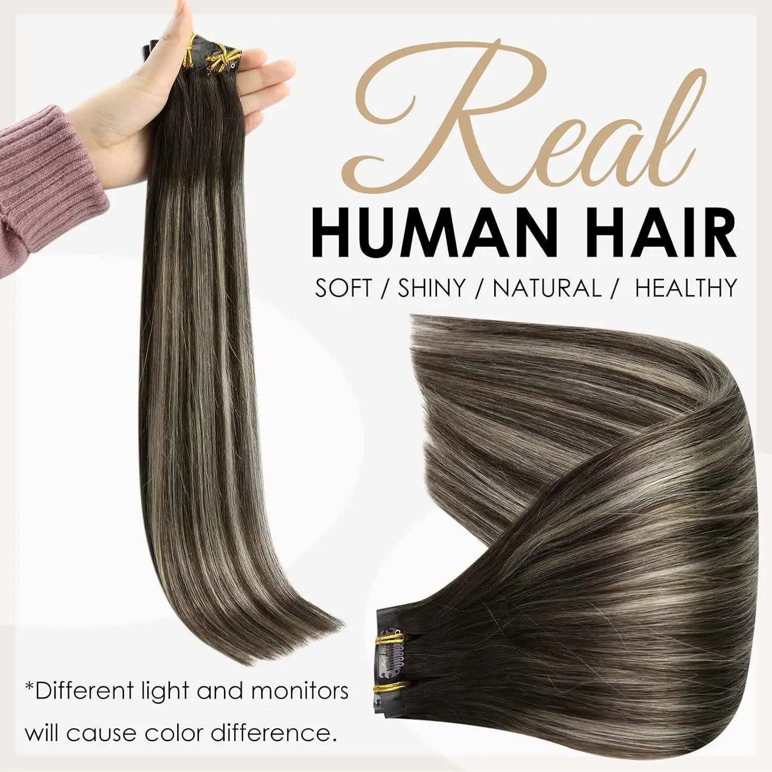 Full Shine Blonde Seamless Clip in Human Hair Extensions