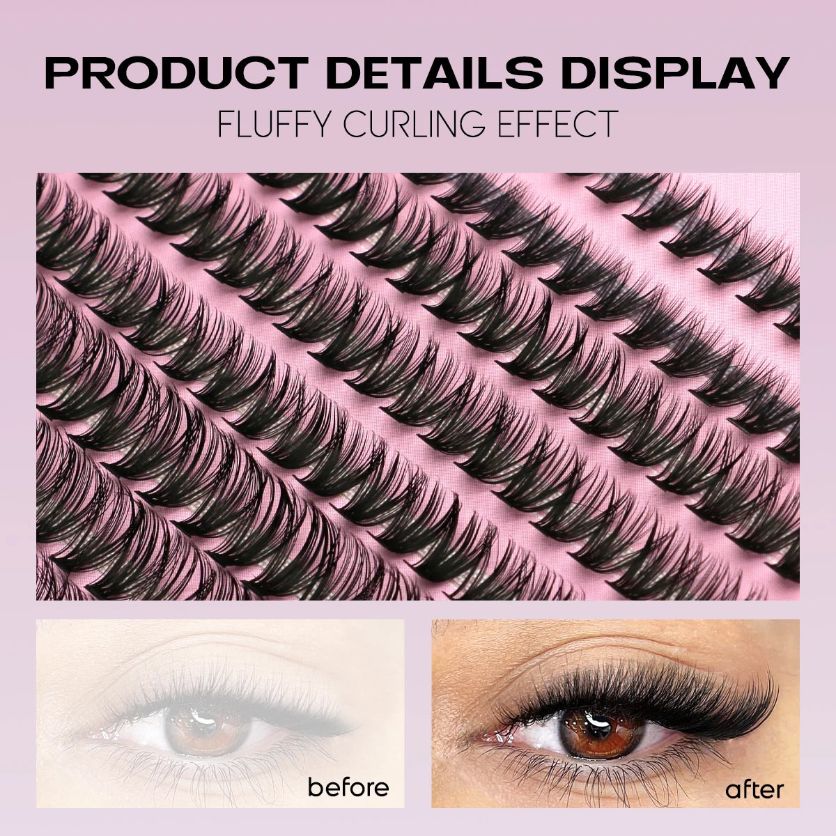 GROINNEYA Lash Clusters Kit With Waterproof Strong Hold DIY Lash Extension Kit Lash Bond And Seal And Eyelash Tweezers Makeup