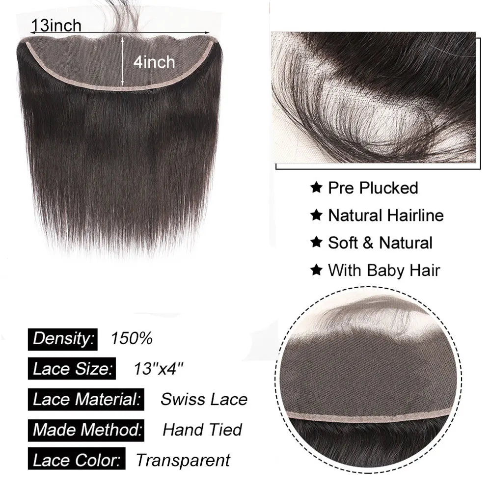 man Hair Ear to Ear Frontal ExtensionsStraight 4x4 5x5 6x6 Lace Closure Human Hair Transparent HD 13x4 13x6 Lace Frontal Hu