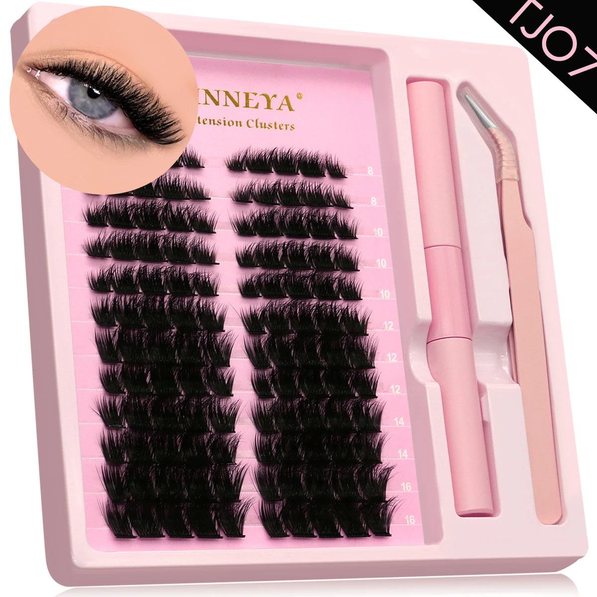 GROINNEYA Lash Clusters Kit With Waterproof Strong Hold DIY Lash Extension Kit Lash Bond And Seal And Eyelash Tweezers Makeup