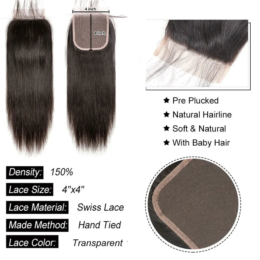 man Hair Ear to Ear Frontal ExtensionsStraight 4x4 5x5 6x6 Lace Closure Human Hair Transparent HD 13x4 13x6 Lace Frontal Hu