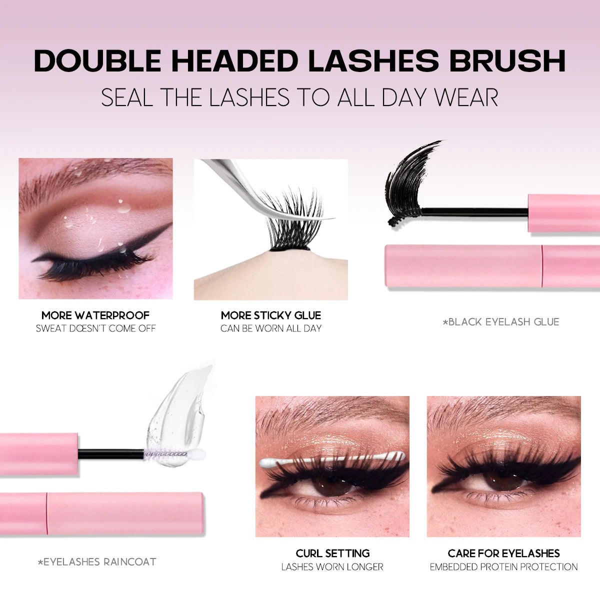 GROINNEYA Lash Clusters Kit With Waterproof Strong Hold DIY Lash Extension Kit Lash Bond And Seal And Eyelash Tweezers Makeup