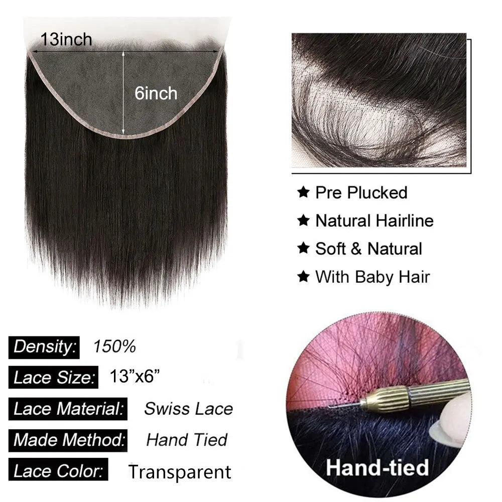 man Hair Ear to Ear Frontal ExtensionsStraight 4x4 5x5 6x6 Lace Closure Human Hair Transparent HD 13x4 13x6 Lace Frontal Hu